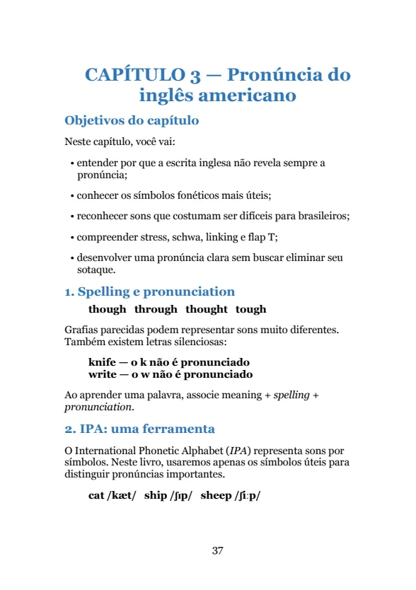 Prévia do capítulo de pronúncia americana